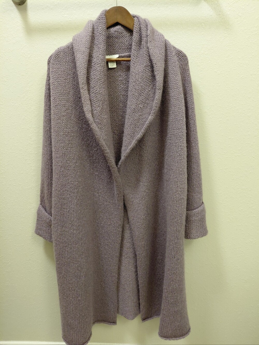 Soft Surroundings Dusty Lavender Open-Front Knit Cardigan